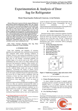 Experimentation & Analysis of Door Sag for Refrigerator