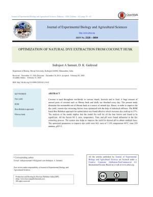 Journal of Experimental Biology and Agricultural Sciences OPTIMIZATION of NATURAL DYE EXTRACTION from COCONUT HUSK