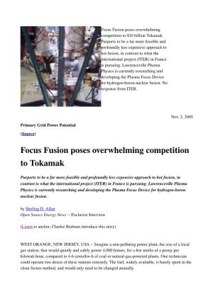 Focus Fusion Poses Overwhelming Competition To