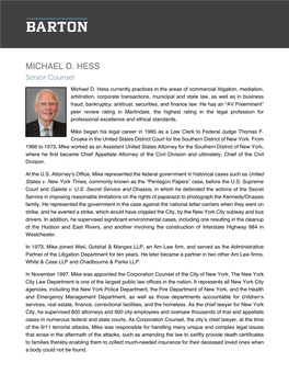 MICHAEL D. HESS Senior Counsel