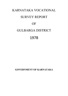 Karnataka VOCATIONAL SURVEY REPORT of GULBARGA DISTRICT