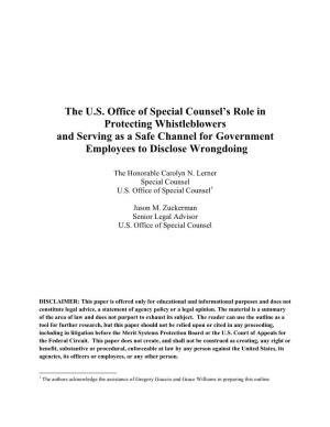 OSC's Role in Protecting Whistleblowers and Serving As A