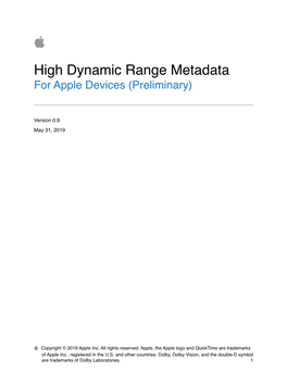 High Dynamic Range Metadata for Apple Devices (Preliminary) 