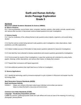 Earth and Human Activity: Arctic Passage Exploration Grade 5