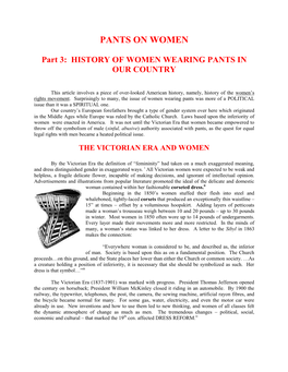 History of Women Wearing Pants in Our Country