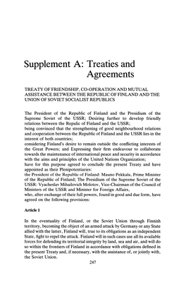 Supplement A: Treaties and Agreements