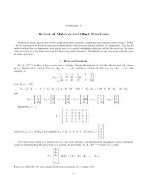 Review of Matrices and Block Structures