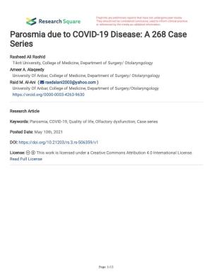 Parosmia Due to COVID-19 Disease: a 268 Case Series