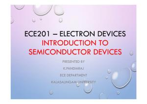 Introduction to Semiconductor Devices Presented by K.Pandiaraj Ece Department Kalasalingam University Previous Class Topics