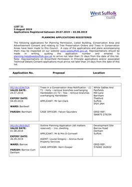 WSC Planning Applications 31/19