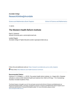 The Western Health Reform Institute