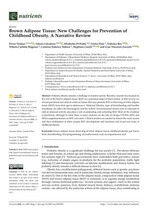 Brown Adipose Tissue: New Challenges for Prevention of Childhood Obesity