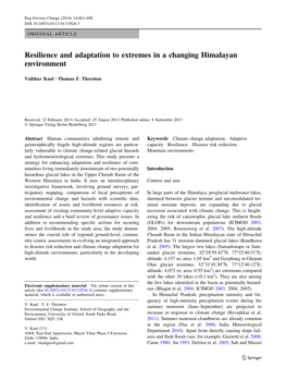 Kaul & Thornton. 2013. Adaptation in Himalayan Environment