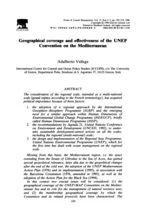 Geographical Coverage and Effectiveness of the UNEP Convention on the Mediterranean