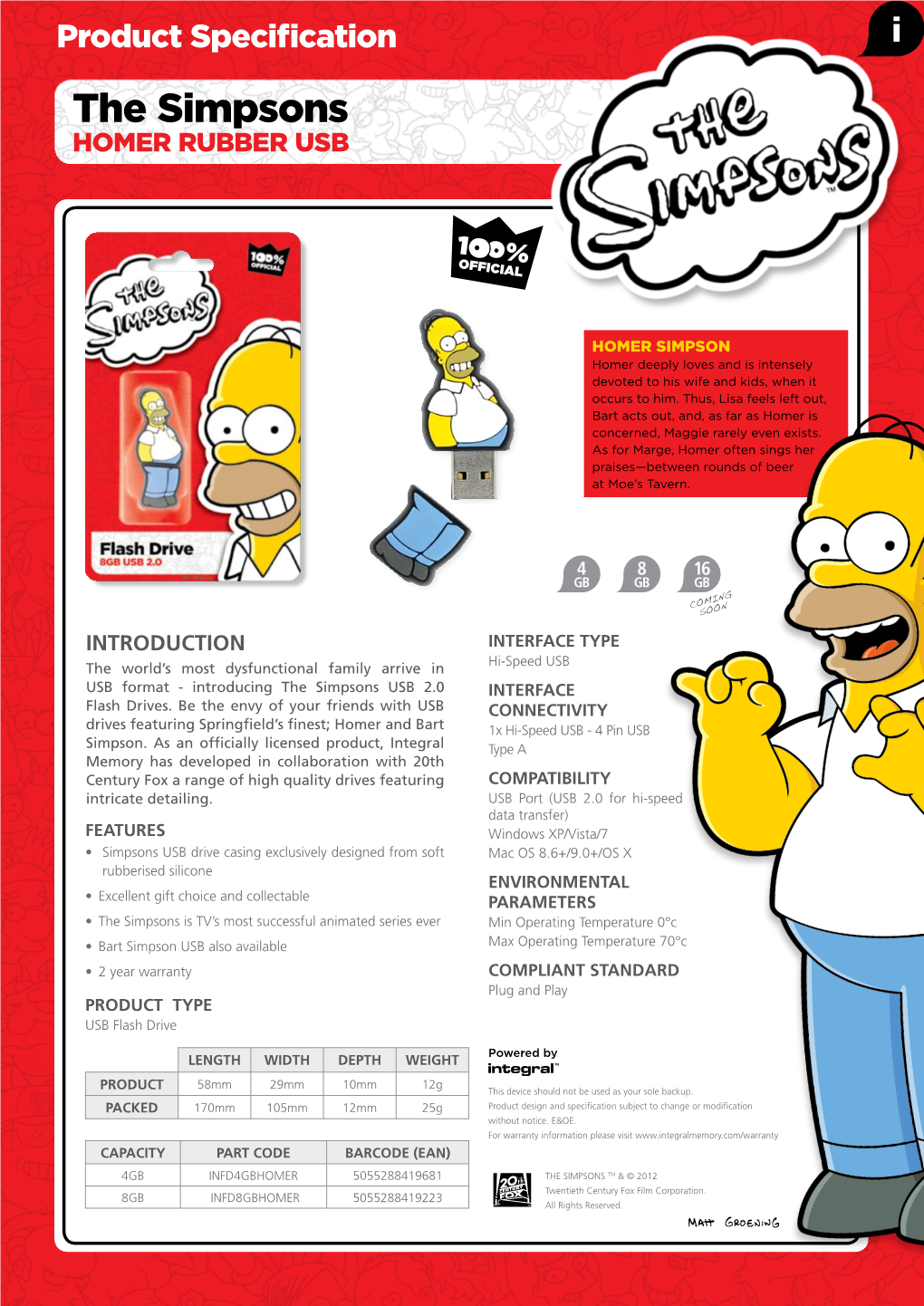 The Simpsons Homer Rubber Usb