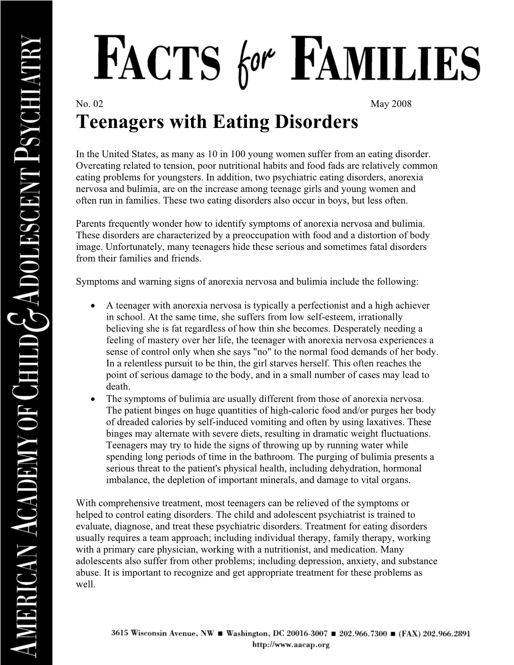 Teenagers with Eating Disorders