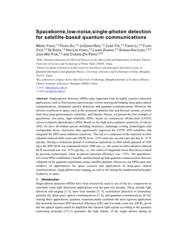 Spaceborne,Low-Noise,Single-Photon Detection for Satellite-Based Quantum Communications