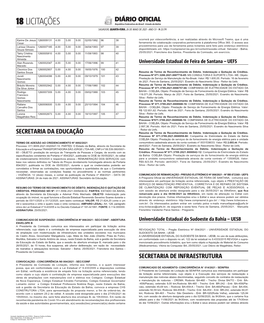 LICITAÇÕES República Federativa Do Brasil - Estado Da Bahia SALVADOR, QUARTA-FEIRA, 26 DE MAIO DE 2021 - ANO CV - No 23.174