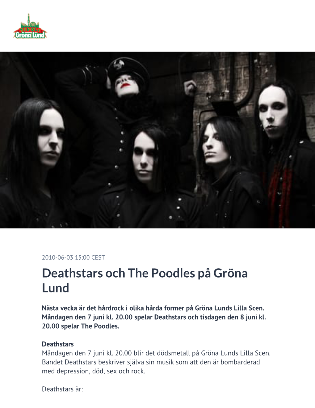 Deathstars Och the Poodles På Gröna Lund