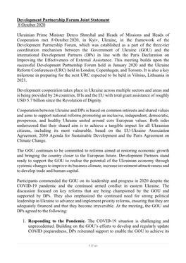 Development Partnership Forum Joint Statement 8 October 2020