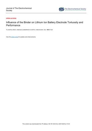 Influence of the Binder on Lithium Ion Battery Electrode Tortuosity and Performance