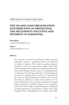 The Islamic Mass Organization Contribution in Protecting The