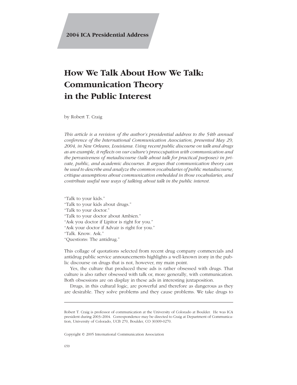 How We Talk About How We Talk: Communication Theory in the Public Interest by Robert T