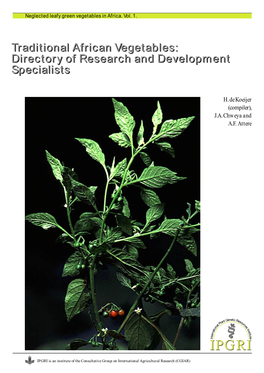 Traditional African Vegetables: Directory of Research and Development Specialists