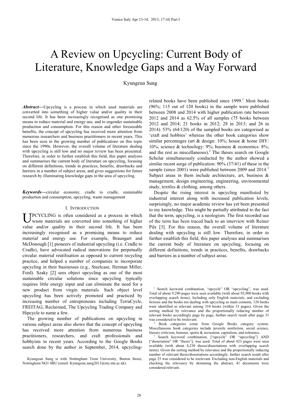 A Review on Upcycling: Current Body of Literature, Knowledge Gaps and a Way Forward