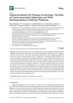 Adipocyte-Based Cell Therapy in Oncology: the Role of Cancer-Associated Adipocytes and Their Reinterpretation As Delivery Platforms