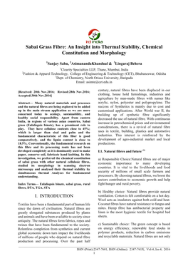 Sabai Grass Fibre: an Insight Into Thermal Stability, Chemical Constitution and Morphology
