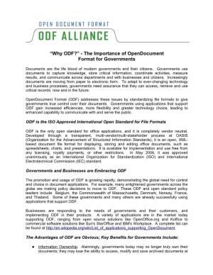 Why ODF?” - the Importance of Opendocument Format for Governments