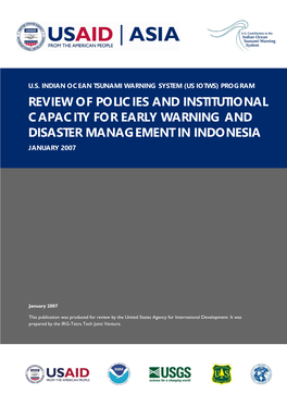 Review of Policies and Institutional Capacity for Early Warning and Disaster Management in Indonesia January 2007