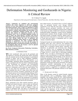 Deformation Monitoring and Geohazards in Nigeria: a Critical Review