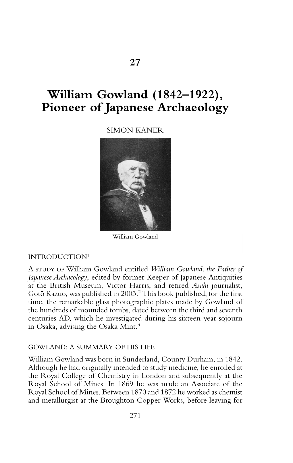 William Gowland (1842–1922), Pioneer of Japanese Archaeology