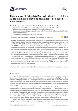 Epoxidation of Fatty Acid Methyl Esters Derived from Algae Biomass to Develop Sustainable Bio-Based Epoxy Resins
