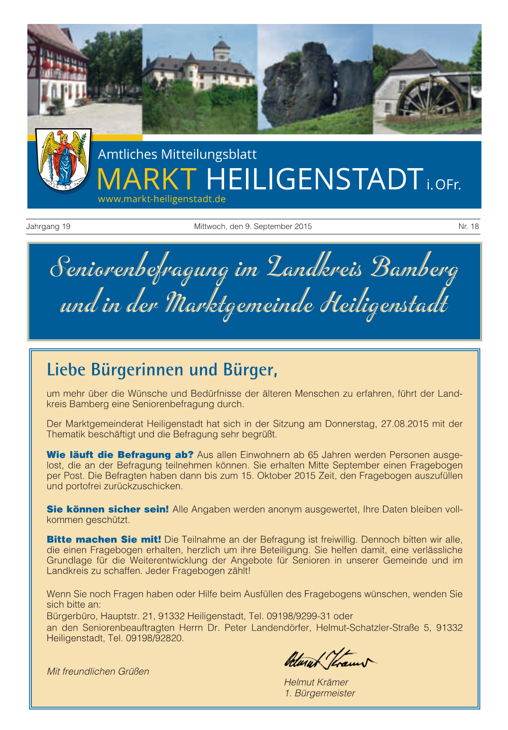 Mitteilungsblatt Nr. 18 Vom 09.09.2015