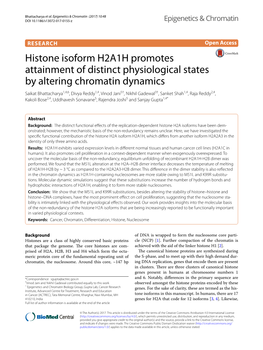 Histone Isoform H2A1H Promotes Attainment of Distinct Physiological