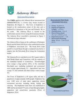 Ashaway River Watershed Description