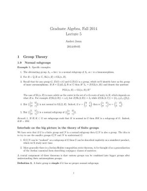 Graduate Algebra, Fall 2014 Lecture 5