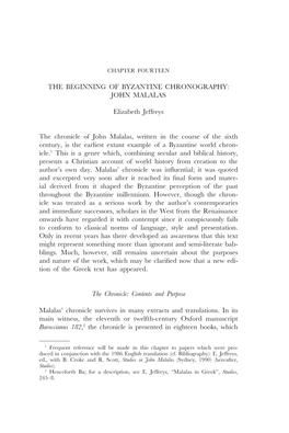 The Beginning of Byzantine Chronography: John Malalas