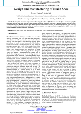 Design and Manufacturing of Brake Shoe