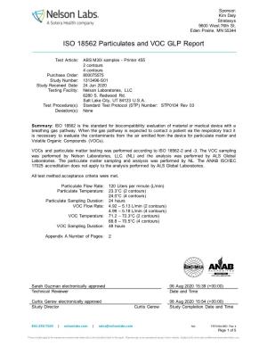 ISO 18562 Particulates and VOC GLP Report