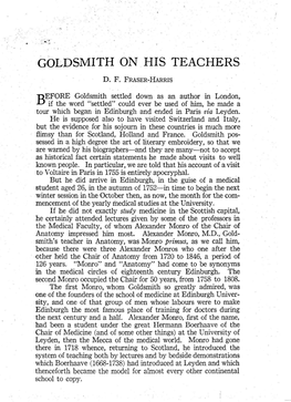 Goldsmith on His Teachers