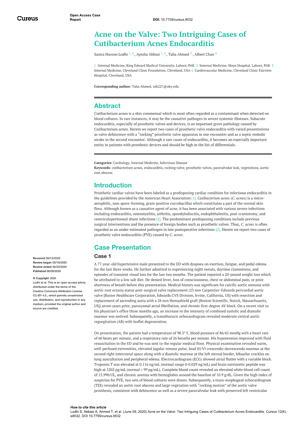 Two Intriguing Cases of Cutibacterium Acnes Endocarditis