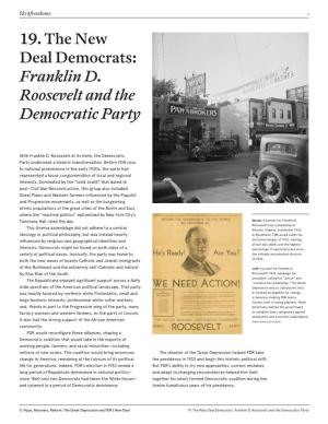 19. the New Deal Democrats: Franklin D. Roosevelt and the Democratic Party