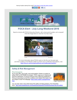 FOCA Elert - July Long Weekend 2016