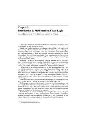 Chapter I: Introduction to Mathematical Fuzzy Logic