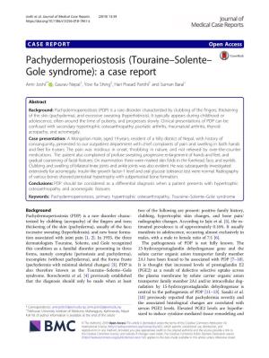 Pachydermoperiostosis (Touraine–Solente–Gole Syndrome): a Case