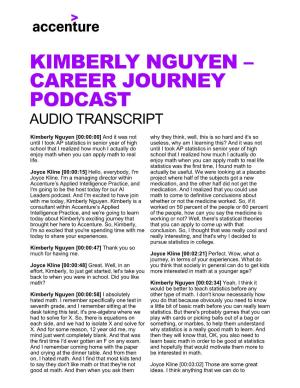 Kimberly Nguyen – Career Journey Podcast Audio Transcript